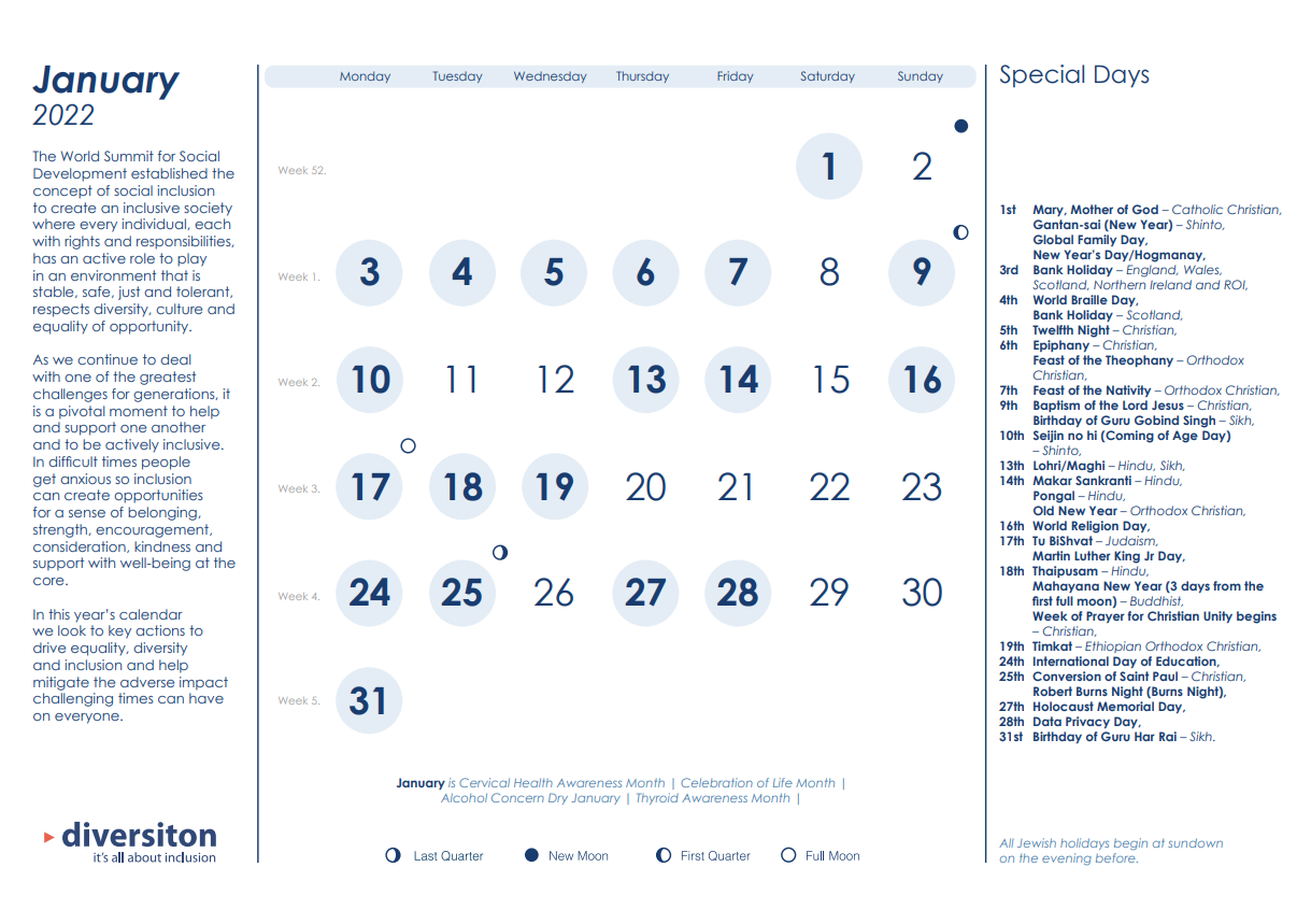 The world’s leading Diversity Calendar for all your staff online