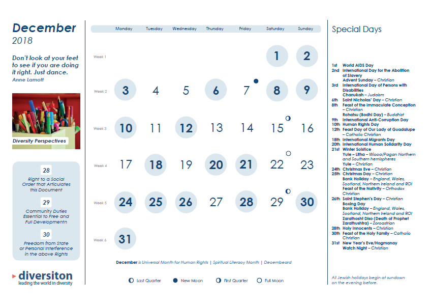 The world’s leading Diversity Calendar for all your staff online