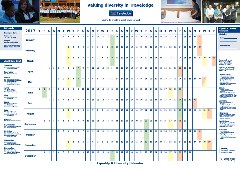 The world’s leading Diversity Calendar for all your staff online